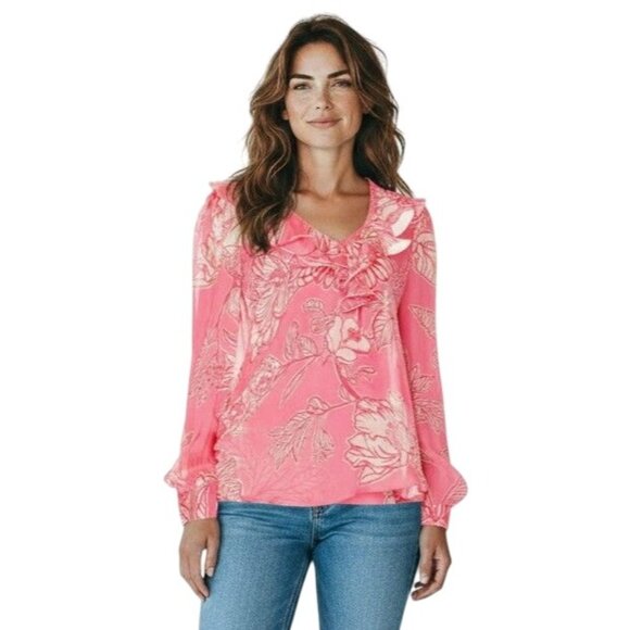 Hemant and Nandita Pink Floral Top with Cami NWT- Size XS - Picture 1 of 16